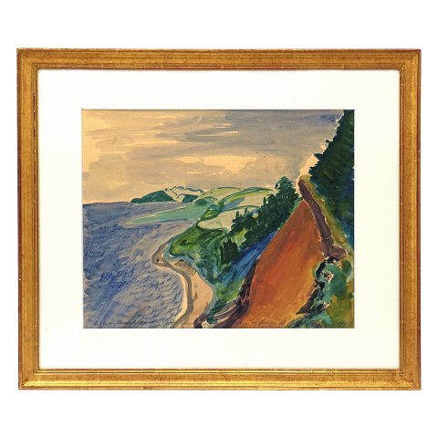 Jens Søndergaard, 1895-1957, Aquarell mit 
Landschaftsmotiv. Signiert und datiert 1937. 
Lichtmasse: 29x36cm. Mit Rahmen: 45x53cm