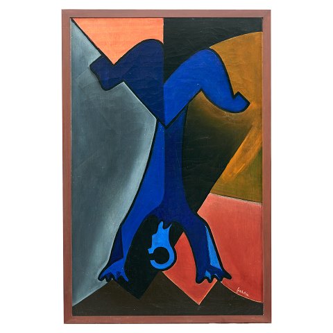 Wilhelm Freddie, 1909-95, Öl auf Leinen. "Akrobat 
Oh". Signiert und datiert 1930. Grösse: 110x70cm