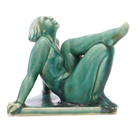 Jens Jacob Bregnø, 1877-1946, Art Deco Figur. Signiert JB.H: 13cm. T: 17cm. B: 15cm