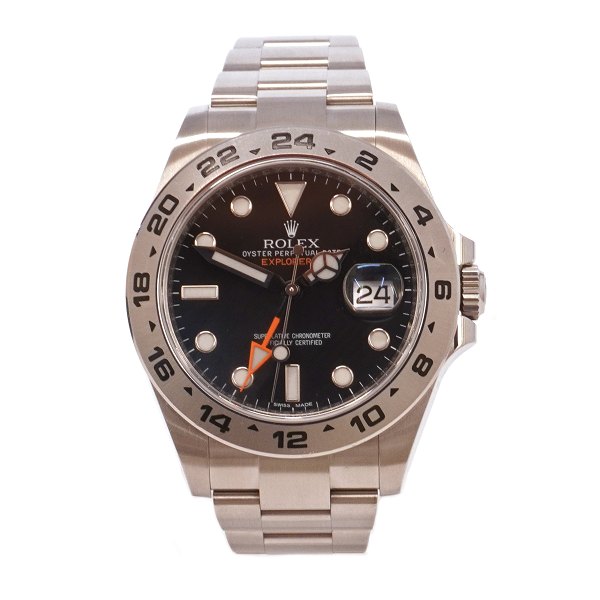 Rolex Explorer II ref. 216570 årgang 2021 med sort skive. Boks og certifikat dateret 25.04.26 medfølger. D: 42mm